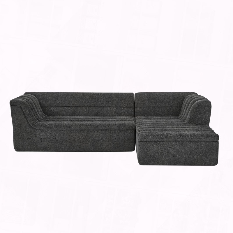 Canapé modulaire en L Chenille, Noir