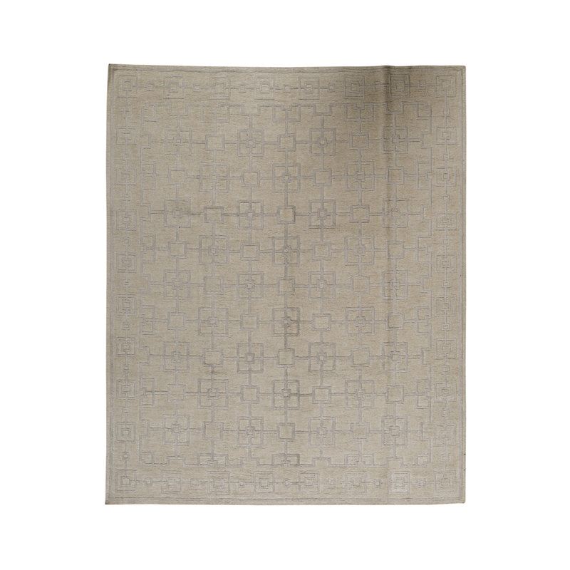 Hand-Knotted High-Quality Silver and White Area Rug