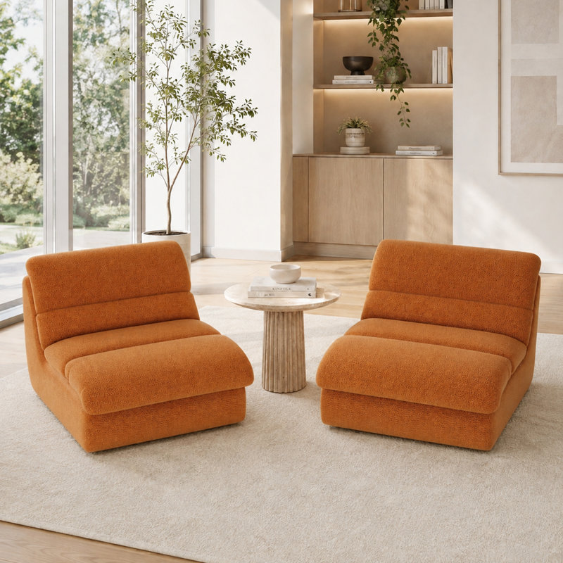Chaise d'appoint rembourrée Modern, Orange