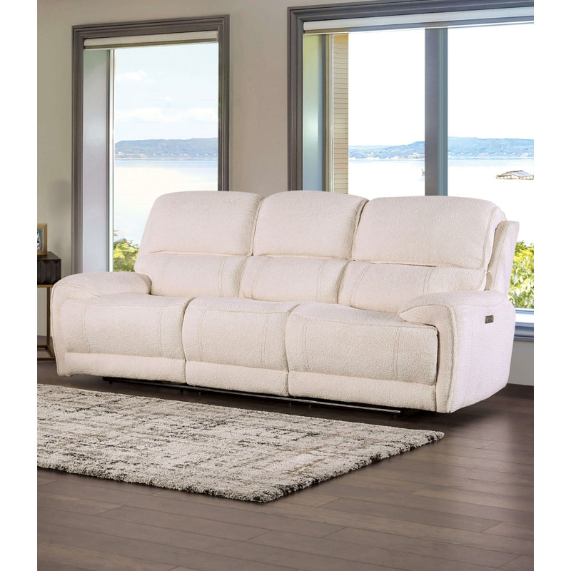 90.4" W Transitional Power Sofa, Beige
