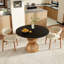 Table de salle à manger ronde moderne avec table en pierre frittée de qualité supérieure et base en bois massif robuste pour 2/4/6-1007300664-1007300665