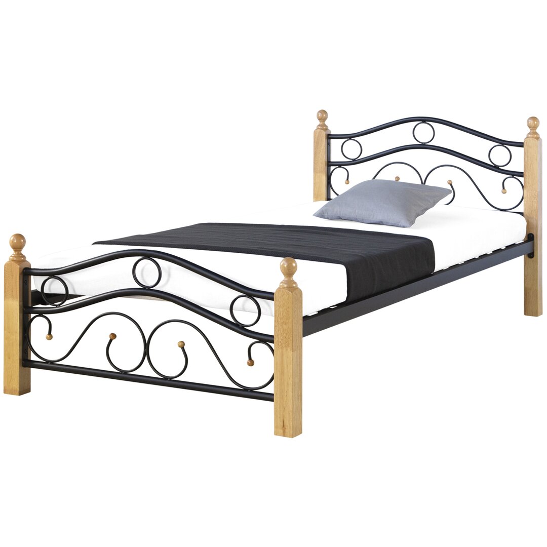 Metallbett Sammy-Jo 90 x 200 cm Einzelbett Bettgestell mit Matratze und Lattenrost