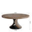 Table de salle à manger Mid-Century ronde en bois massif de couleur noyer pour 2 à 8 personnes-1207224996