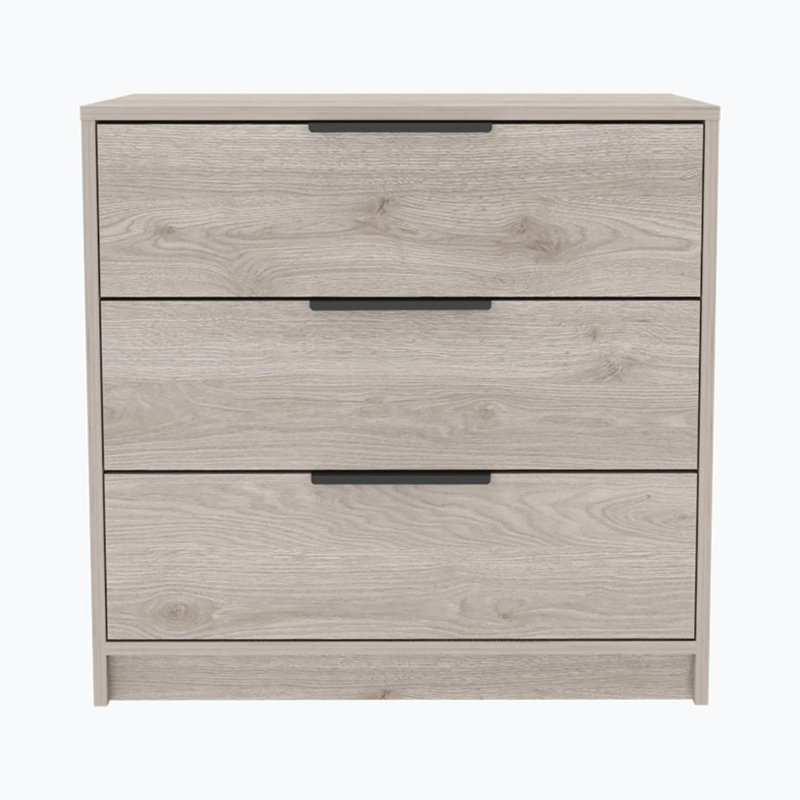 Commode rectangulaire à 3 tiroirs Cannon, Gris clair