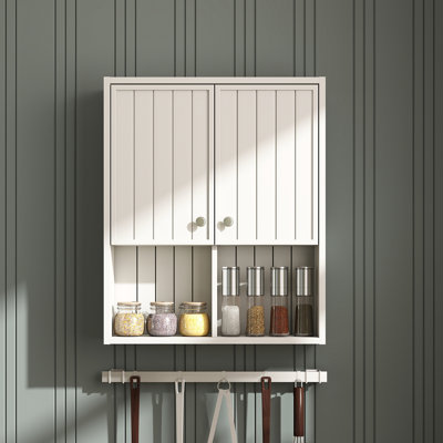 Armoire de rangement flottante polyvalente avec portes fermées et tablettes réglables - idéale pour la salle de bain, la cuisine, le salon et le bureau à domicile