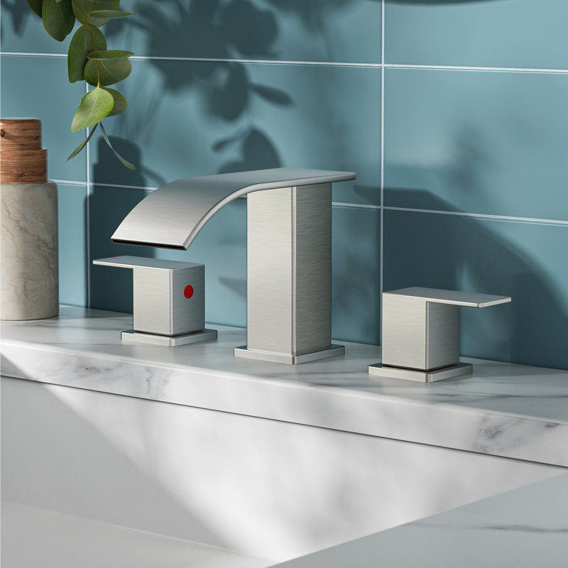 Robinet de salle de bain à large entraxe avec bonde, Acier Inoxydable