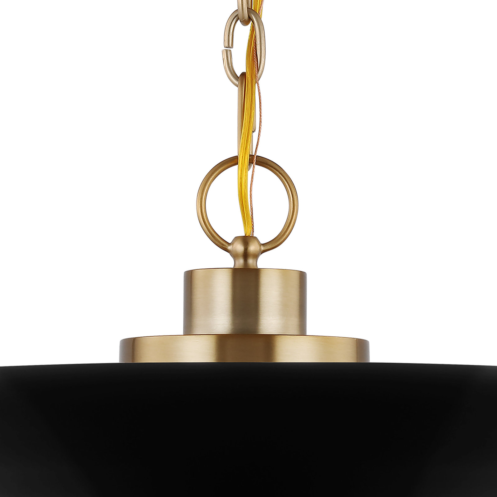 Eddy 1 - Light Single Dome Pendant, Matte Black/Burnished Brass, 8" H x 24" W x 24" D
