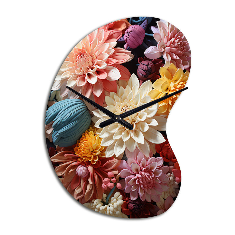 Mums Autumn Hues Showcases II - Horloge murale en forme irrégulière de Mums, Grand