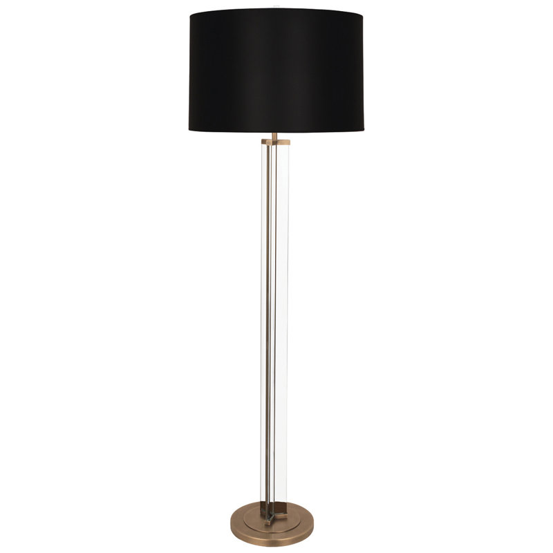 Fineas 65.75'' Traditional Floor Lamp, Aged Brass, Black Painted Opaque