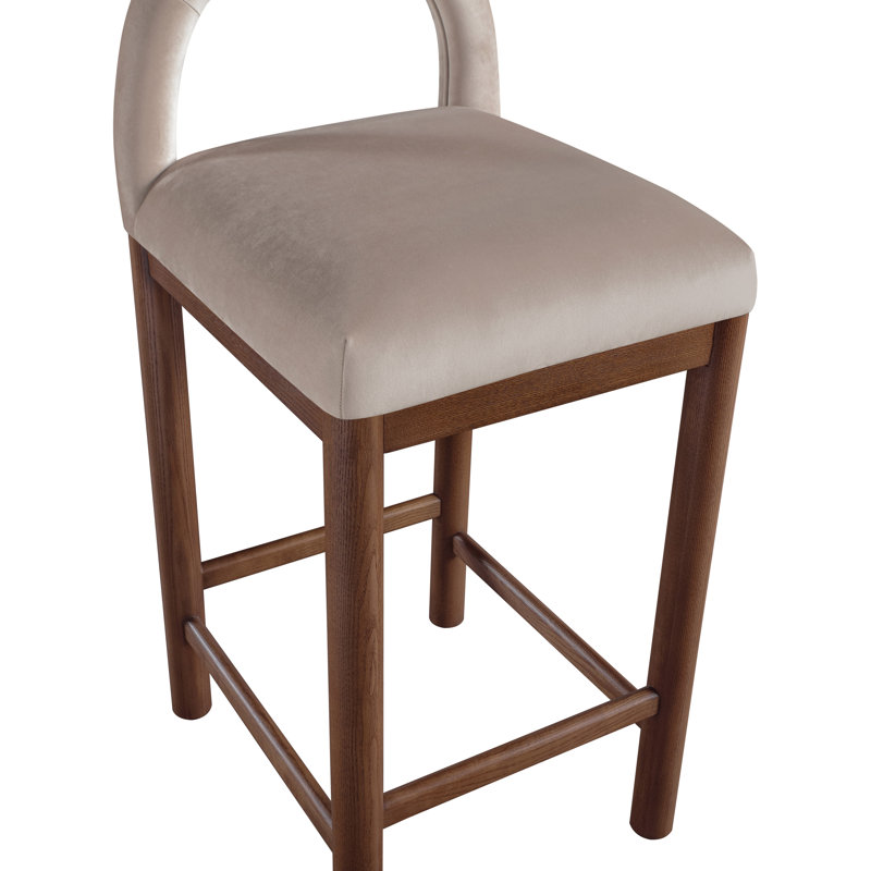 Conrad Letcher Velvet Counter Stool, Taupe Velvet Seat/Brown Frame