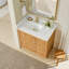 Meuble-lavabo simple 36 po Carrasco en chêne naturel brun avec plateau en pierre de quartz blanc soyeux-20522422-65884484