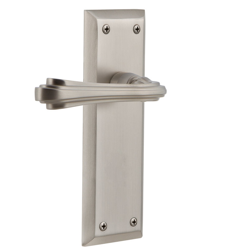 New York Plate Single Dummy with Fleur Lever, Left Handed, Unlacquered Brass