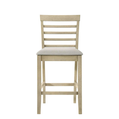 2 chaises de salle à manger à hauteur de comptoir de couleur crème, siège rembourré, dossier à lattes, mobilier en bois moderne pour chaises crème, 2 pièces de style contemporain