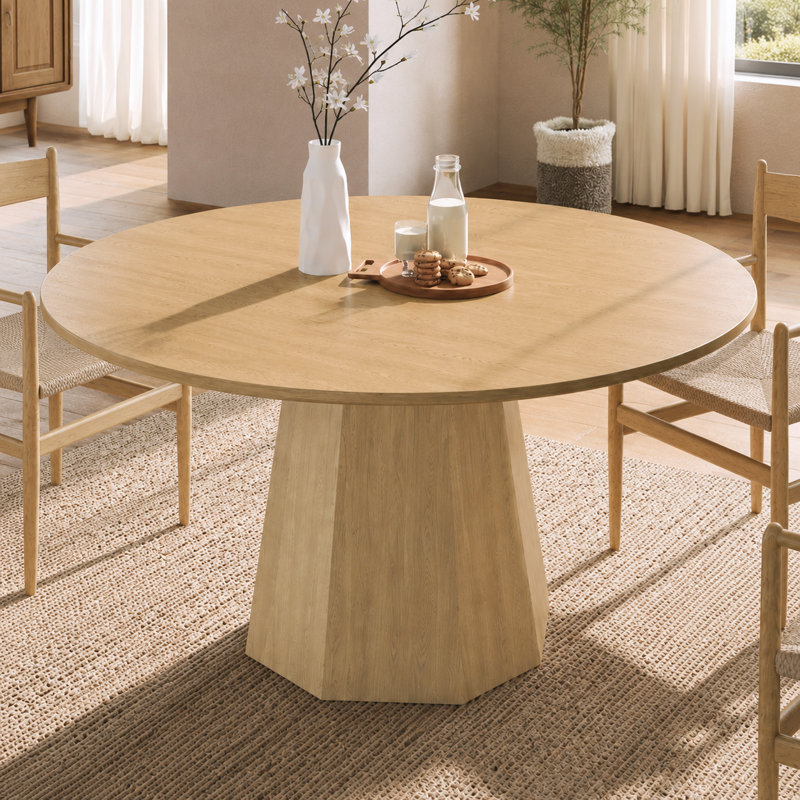 47" Round Dining Table for 4-6, Oak