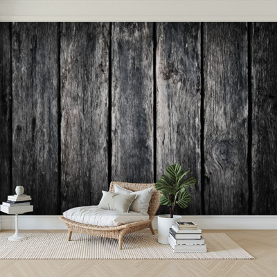 Peel and Stick Wallpaper 96" W x 69" H Modern Self Adhesive Wall Mural for Bedroom old wood black white pictures