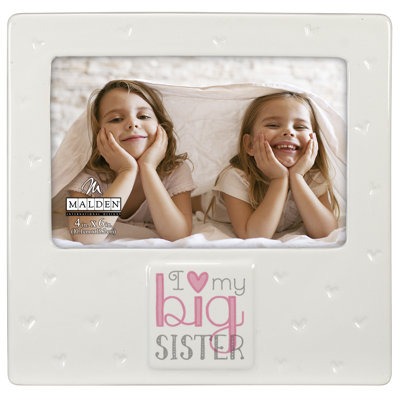 White and Pink Ceramic Single Picture Frame