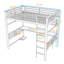 Lit mezzanine double en métal avec bureau, tablettes et lumière DEL