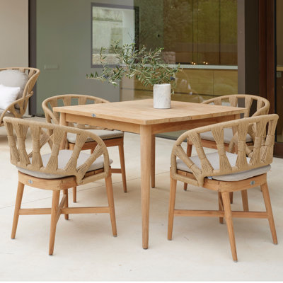 Krabi Outdoor 5 - Piece Teak Dining Set with Cushions