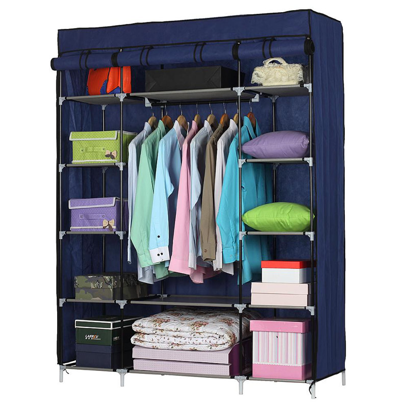133cm Portable Wardrobe, Dark Blue