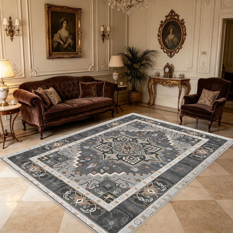 Charcoal Mystic carpet-easy to clean, machine-washable, soft and comfortable; suitable for door mats, kitchens, living rooms, bedrooms, corridors, and laundry areas. Easy to clean, durable carpet for home decoration.