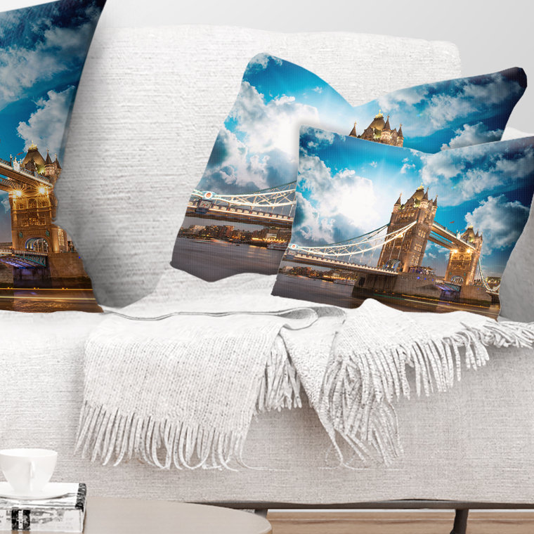 Sunset Over Tower Bridge - Cityscape Printed Throw Pillow