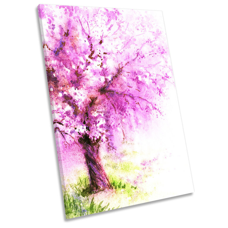 Pink Blossom Tree Floral 1 Piece Wrapped Canvas Wall Art, 61cm H x 40.6cm W x 2cm D