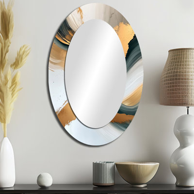Décoration murale silencieuse Melody of Golden Hard Edge Ink I - miroir ovale doré