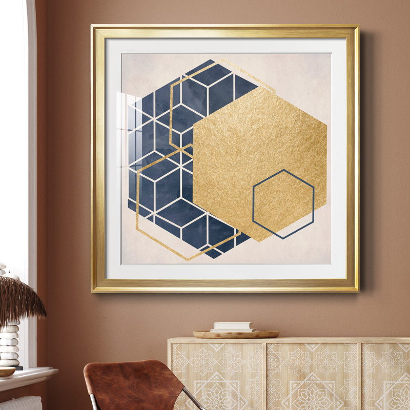 Geo I - cadre photo, Papier encadré doré, H 30,5 po x l 30,5 po x P 1,5 po