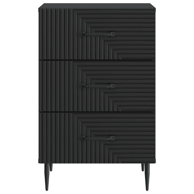 43cm W Manufactured Wood Bedside Table, Black