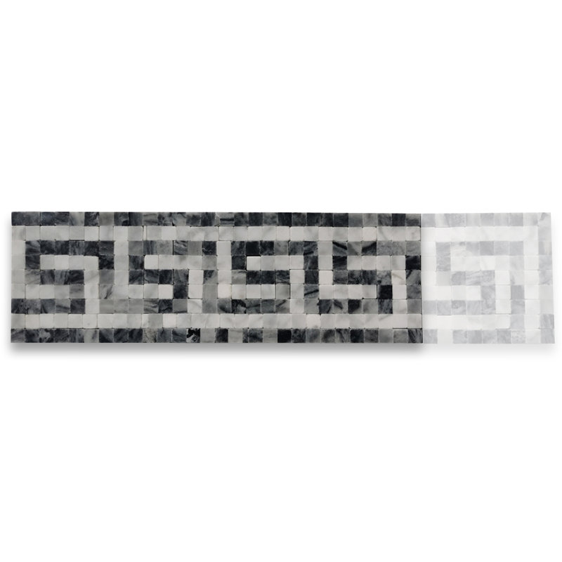 3.5 in. x 11 in. Polished Marble Tile, White/Gray/Brown