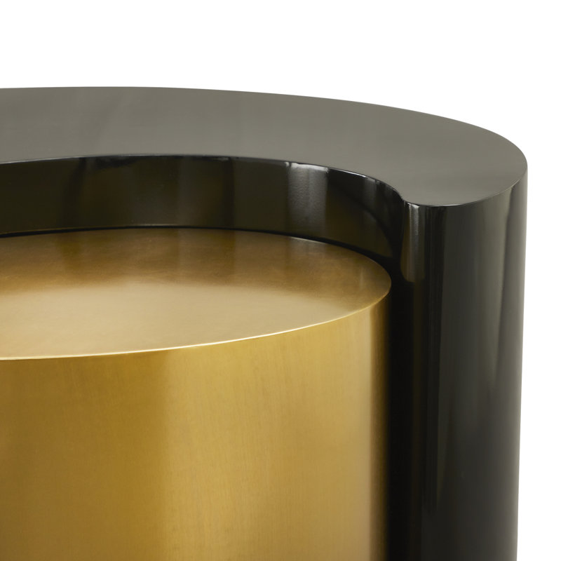 Table basse de style moderne et contemporain avec cadre en tôle de fer, Noir et or