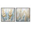 Blue and Golden Ferns Symphony - ensemble de 2 collages carrés de fougères-2077673522-2077673523