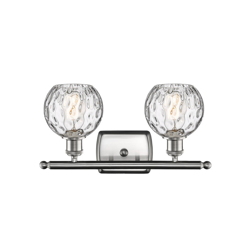 Éclairage pour salle de bain 2 lumières en acier et verre Cindi, Nickel satiné brossé, DEL
