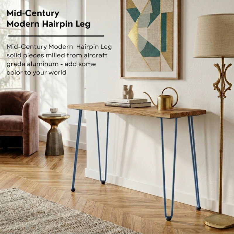 ROUS Hardware Mid Century Modern Hairpin Furniture Legs - 36" Polo, Sleek And Sturdy Aluminum Design Legs - Heavy Duty Furniture Legs For Tables, Benches, Desks - Easy Installation - 4-Count