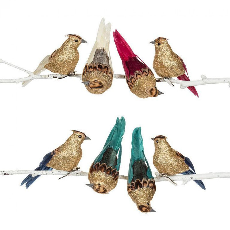 Ensemble de 8 ornements en plumes d'oiseaux
