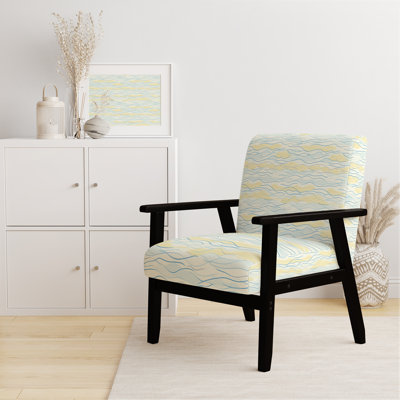 Chaise d'appoint abstraite - vague côtière en jaune et bleu Chaise avec accoudoirs jaune