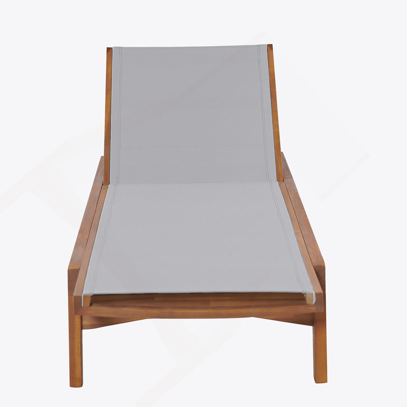 Outdoor Wood Frame Chaise Lounge, Gray/Natural