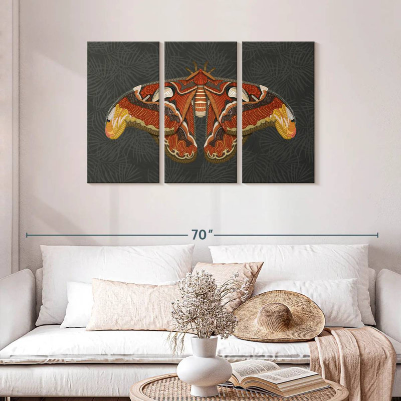 Brampt Atlas Moth Dark, 28" H x 45" W