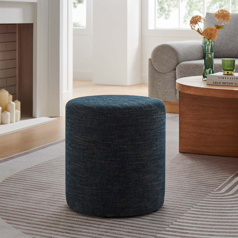 Modway Callum Upholstered Ottoman, Heathered Weave Azure Fabric