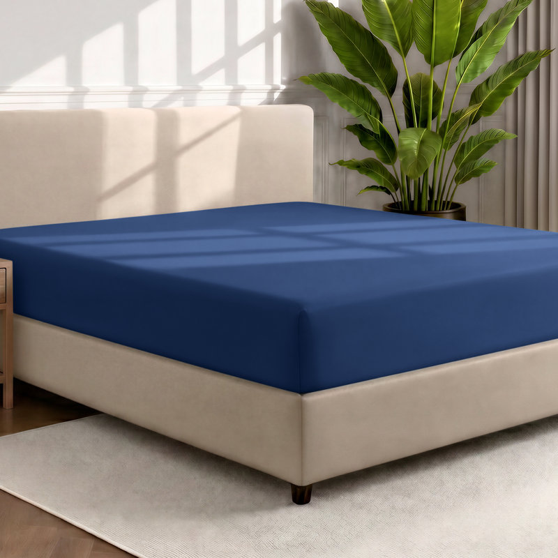 Microfiber Fitted Sheet, Twin Fitted Sheet, Dark Blue