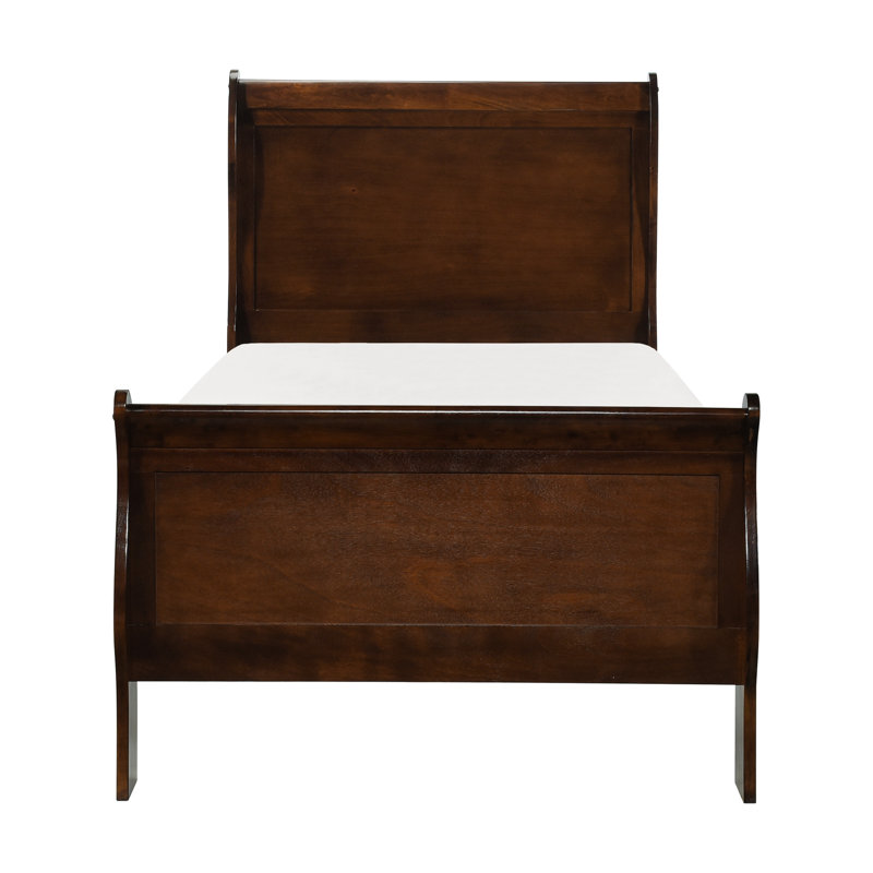 Lit simple traditionnel en cerisier brun, rehaussant le décor de votre chambre à coucher - Lit en cerisier, style classique