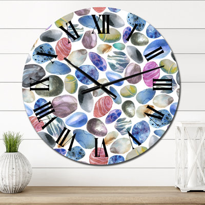 Colourful Sea Stones in Blue and Green - Patterned Wall Clock