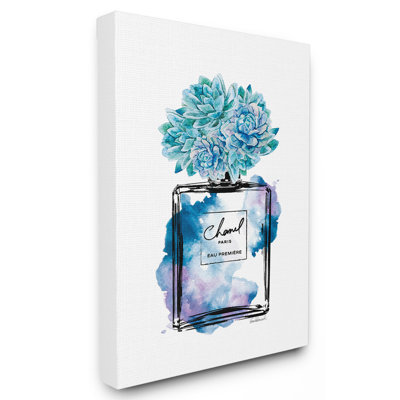 « parfum bouteille with blue florals », impression