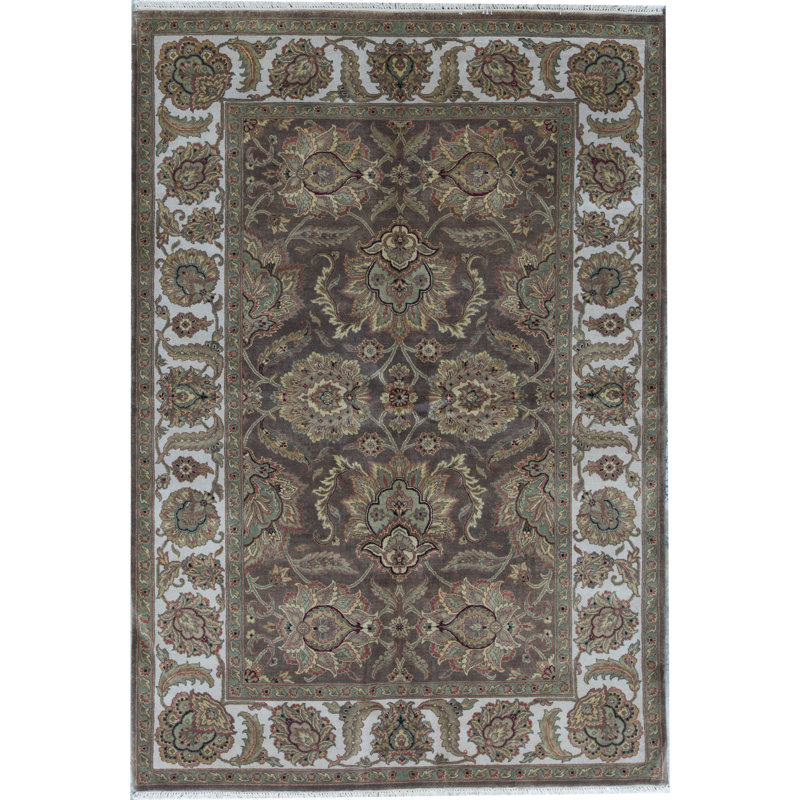 Trinity Wool Oriental Area Rug in Brown/Taupe