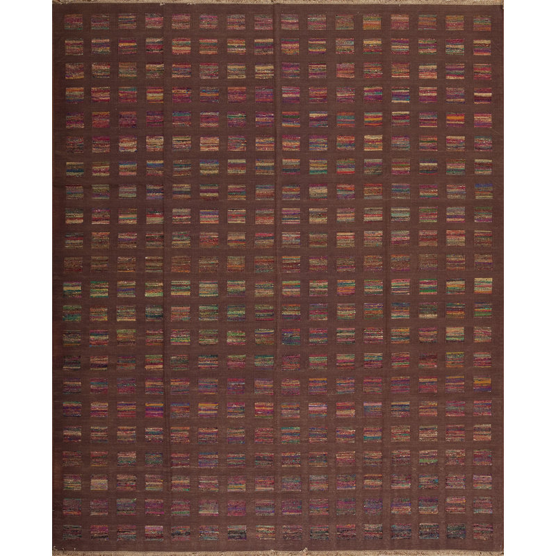 Metropolitan Flatweave Wool Area Rug in Brown, Rectangle 4' x 6'