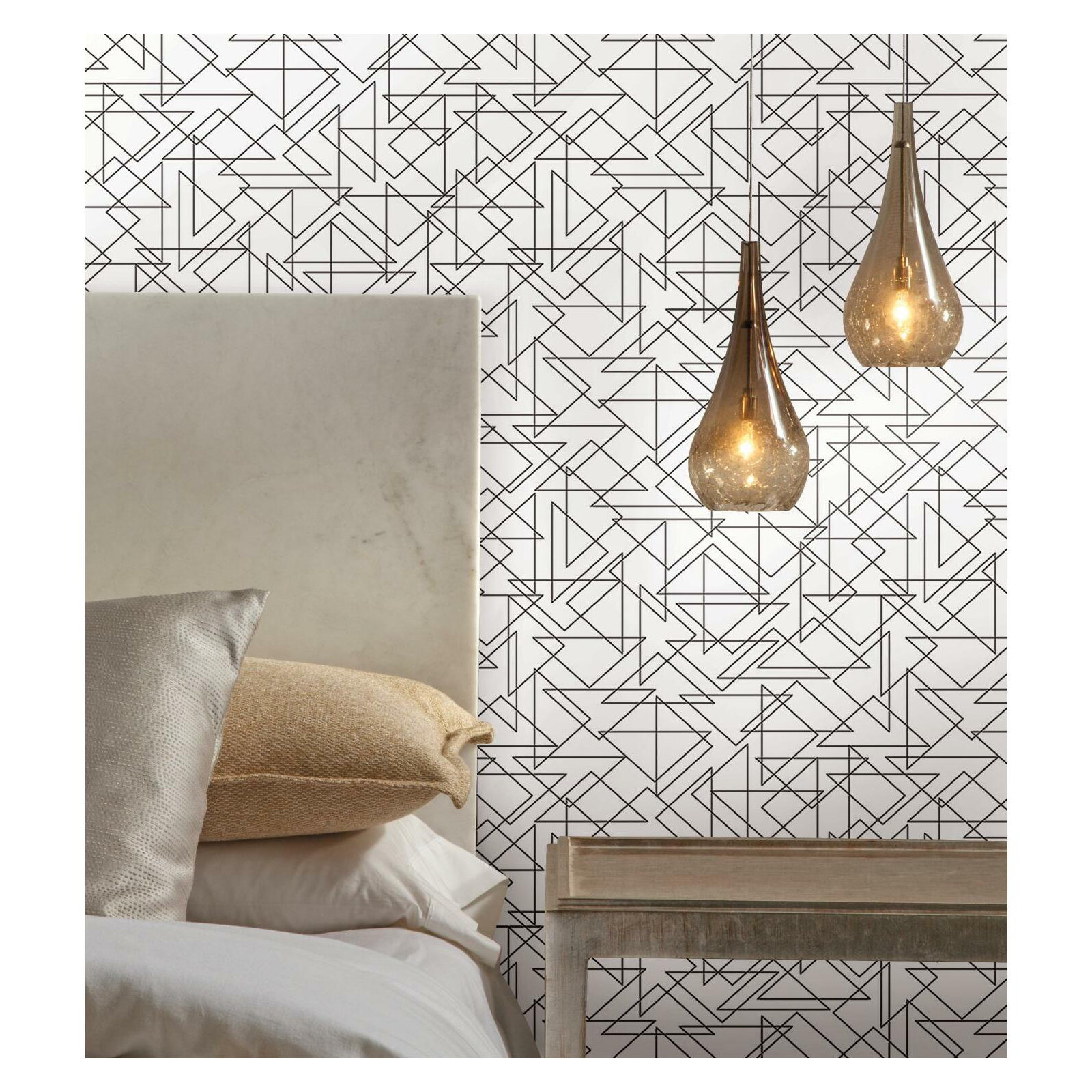 Peel & Stick Geometric Wallpaper, Black/White