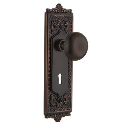 New York Interior Mortise Door Knob with Egg & Dart Long Plate