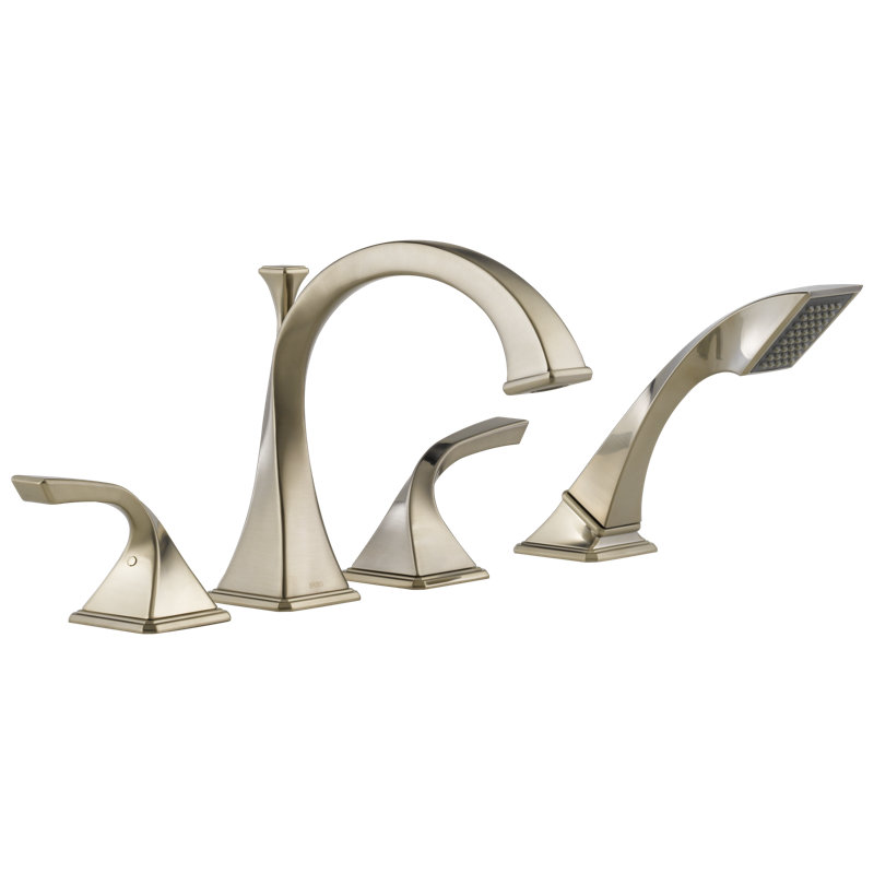 Virage® Double Handle Roman Tub Trim with Hand Shower, Brushed Nickel