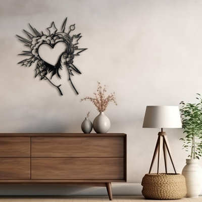 I Love You Heart Modern Abstract Wall Accent Sculpture Hanging Decoration Metal Wall Decor