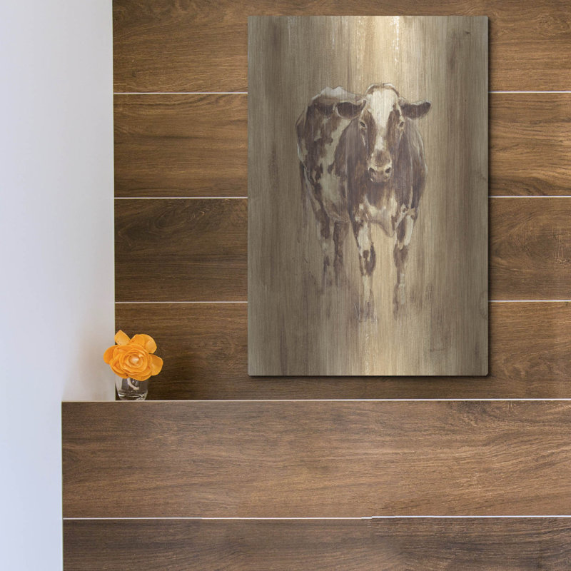 Luxe Wood Art «Wood Panel Cow» par Ethan Harper Me «Wood Panel Cow» par Ethan Harper, H 16 po x l 12 po